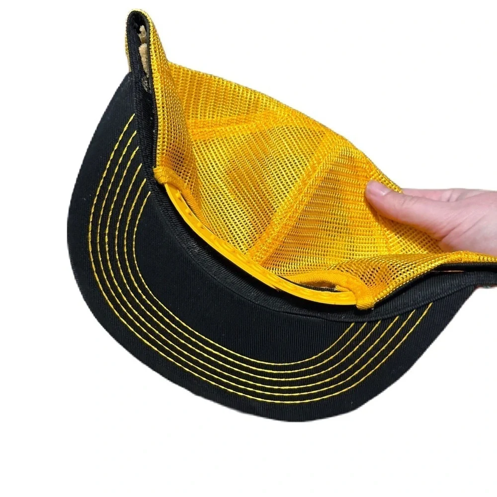 Ford Tractors Equipment Patch Black Yellow Gold Trucker Hat Mesh SnapBack